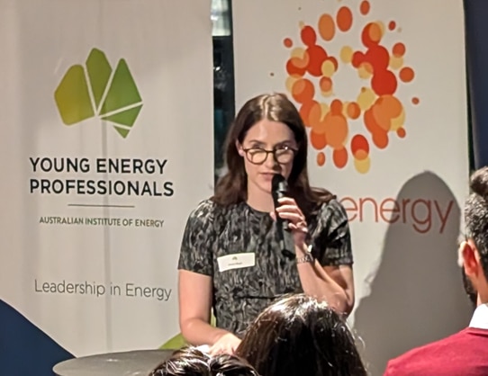 Emma Snell, YEP Chair, speaking at a Perth event.