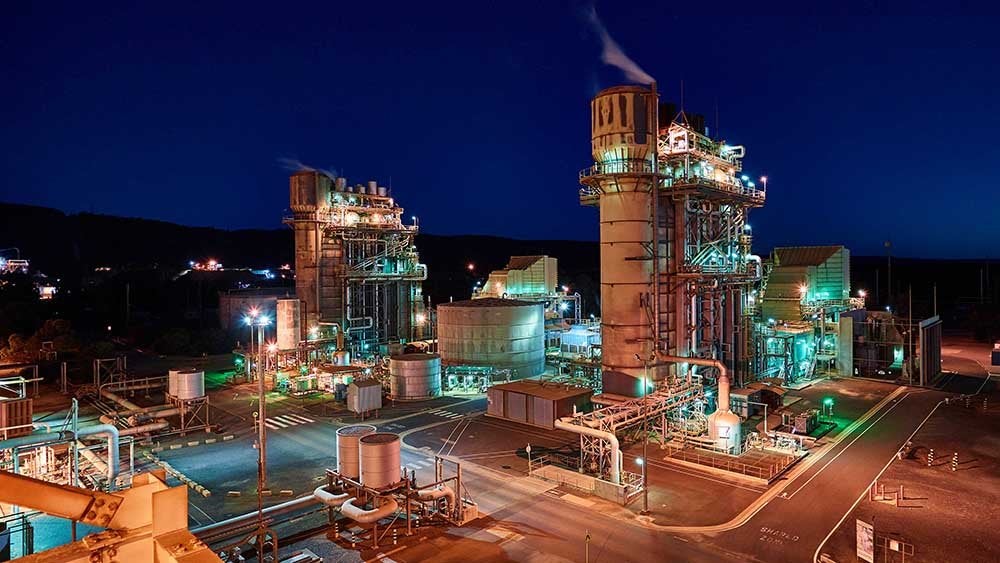 Pinjarra Power Station at night