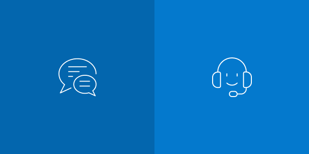 speech bubble and headset icon